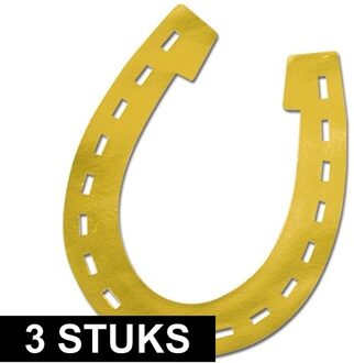 3x Paarden hoefijzers decoratie goud van karton 43 cm Multi