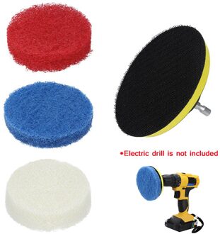 3x Pads + 1x Plaat Auto Polijsten Gereedschap Power Scrubber Elektrische Boor Plaat Huishoudelijke Schoonmaakmiddelen Sofa Badkamer Tegel Waxen Kit rood wit blauw