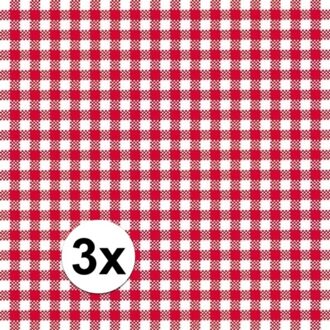 3x pakjes Oktoberfest Lunchservetten met een ruit print rood/wit 3-laags 20 stuks