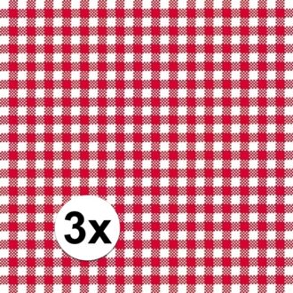 3x pakjes Oktoberfest Servetten ruit rood/wit 3-laags 20 stuks - Feestservetten Multikleur