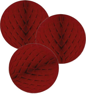 3x Papieren kerstballen bordeaux rood 10 cm kerstversiering