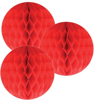 3x Papieren kerstballen rood 10 cm kerstversiering