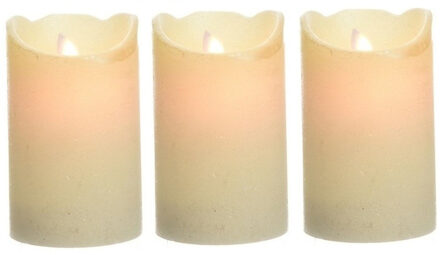 3x Parel witte LED kaarsen/stompkaarsen 12 cm flakkerend - Action products