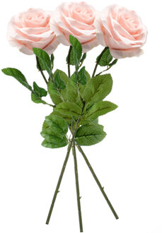3x Perzik roze rozen Marleen kunstbloemen 63 cm