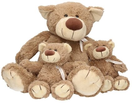 3x Pluche mama en kind Bella knuffelberen 40 en 22 cm knuffels speelgoed set - Happy Horse -  Beren bosdieren knuffels - Teddybeer speelgoed voor kinderen - Baby geboorte kraamcadeaus