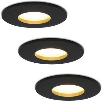 3x Porto - LED Inbouwspots Badkamer IP44 Zwart