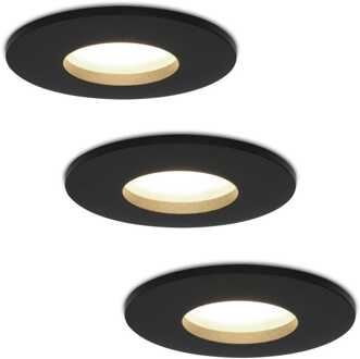 3x Porto - LED Inbouwspots Badkamer IP44 Zwart