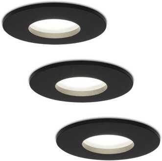 3x Porto - LED Inbouwspots Badkamer IP44 Zwart