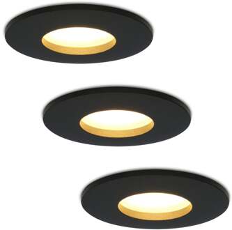 3x Porto - LED Inbouwspots Badkamer IP44 Zwart