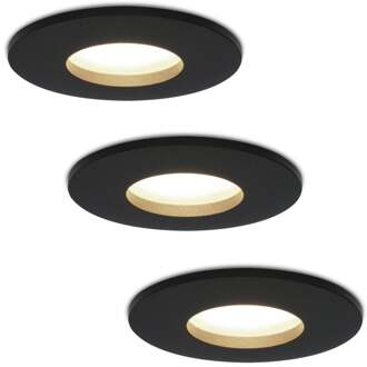 3x Porto - LED Inbouwspots Badkamer IP44 Zwart