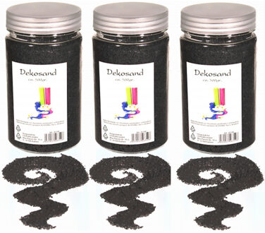 3x potjes decoratie korrelzand antraciet 500 gram