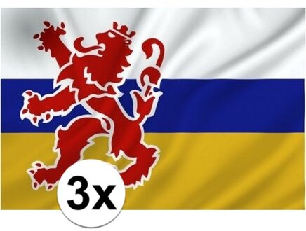 3x Provincie Limburg vlaggen 1 x 1.5 meter - Limburgse vlag versiering/decoratie