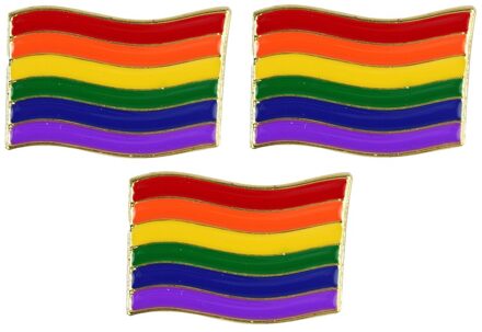 3x Regenboog gay pride kleuren metalen pin/broche/badge 4 cm - Regenboogvlag LHBT accessoires