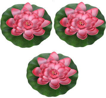 3x Rode drijvende kunst waterlelie bloemen 26 cm