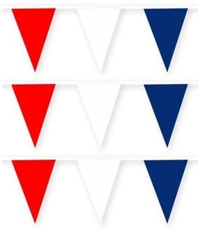 3x Rode/witte/blauwe Amerika/VS slinger van stof 10 meter feestversiering - Vlaggenlijnen Multikleur