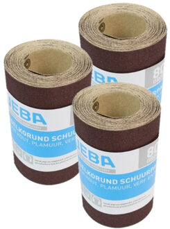3x rol Schuurpapier - Grof - P80 - 110mm x 4,5 meter - Korrelgrofte 80