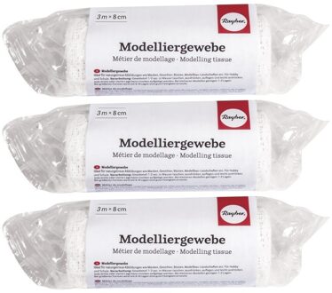 3x Rollen gips gaas/gipsverband 8 x 300 cm - Gipsrollen - Zwanger - Gipsbuik - Maskers - Afdruk lichaam