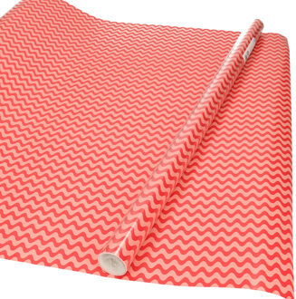 3x rollen Inpakpapier/cadeaupapier rood/roze golfjes print 200 x 70 cm - Cadeaupapier