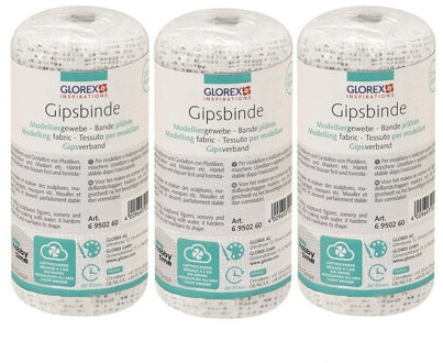 3x rollen keratex gipsverband - 2 meter x 10 cm - rollen - wit- huidvriendelijk