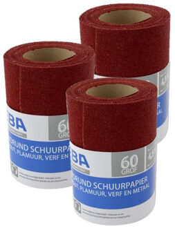 3x rollen Schuurpapier - Grof -  P60 - 110mm x 4,5 meter - Korrelgrofte 60 - Verf/klus materiaal benodigdheden