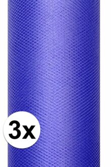 3x rollen tule stof blauw 0,15 x 9 meter