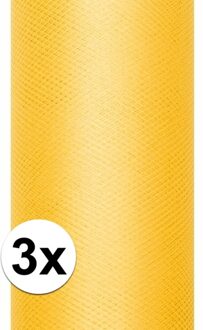 3x rollen tule stof geel 0,15 x 9 meter