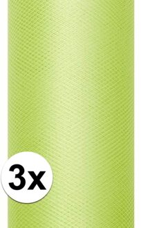 3x rollen tule stof licht groen 0,15 x 9 meter