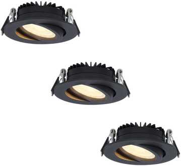 3x Rome - LED Inbouwspots Badkamer IP44 Zwart