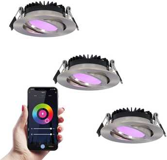 3x Rome Smart Inbouwspots RGBWW IP44 Zilver