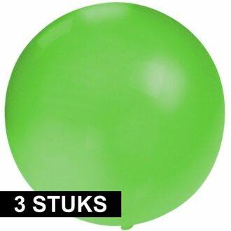 3x Ronde ballon groen 60 cm voor helium of lucht