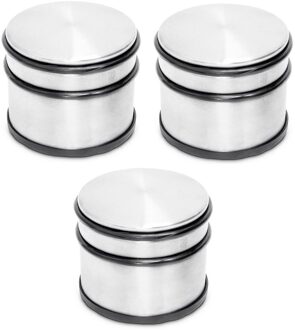 3x Ronde deurstoppers met beschermranden 9 cm - Deurstoppers Multikleur