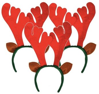 3x Rood gewei kerst diadeem