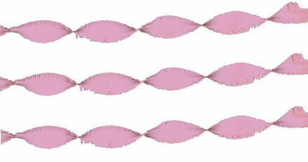 3x Roze feestslingers crepepapier 6 meter - Feestslingers