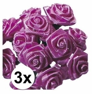 3x Roze roosjes van satijn 12 cm