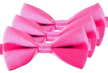 3x Roze verkleed vlinderstrikken/vlinderdassen 12 cm voor dames/heren - Verkleedstrikjes