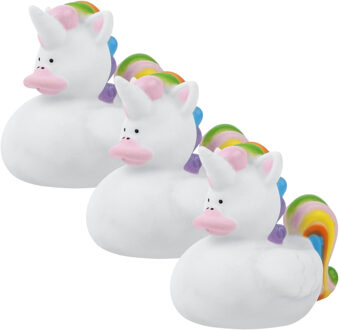 3x Rubber badeendje eenhoorn 7 cm