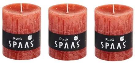 3x Rustieke kaarsen oranje 7 x 8 cm 30 branduren sfeerkaarsen - Stompkaarsen