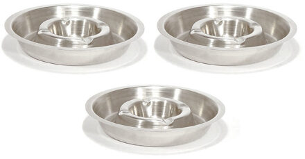 3x RVS asbak rond 16 cm - Hotelasbak - Horeca/terras/tafel asbakken