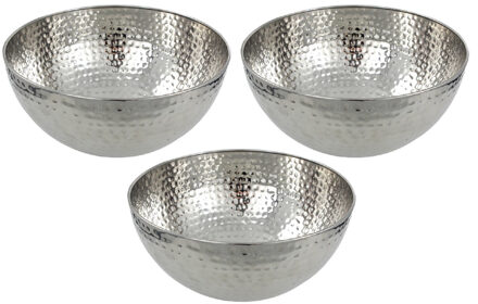 3x RVS salade serveerschalen/kommen 28 cm zilver - Saladeschaal roestvrijstaal