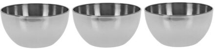 3x Salade schaaltje RVS - Serveerschalen/schalen RVS 13 cm