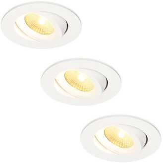 3x Salerno - LED Inbouwspots Badkamer IP44 Wit