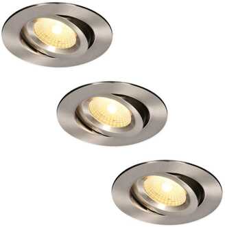 3x Salerno - LED Inbouwspots Badkamer IP44 Zilver