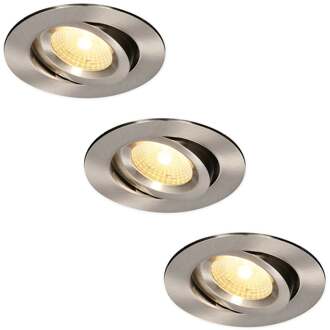 3x Salerno - LED Inbouwspots Badkamer IP44 Zilver