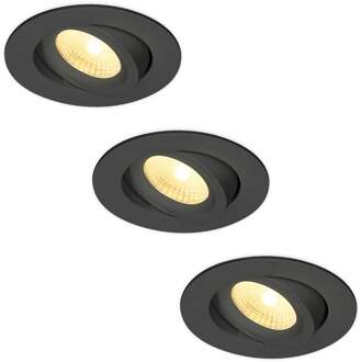 3x Salerno - LED Inbouwspots Badkamer IP44 Zwart