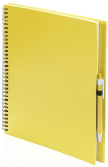 3x Schetsboeken/tekenboeken geel A4 formaat 80 vellen inclusief pennen