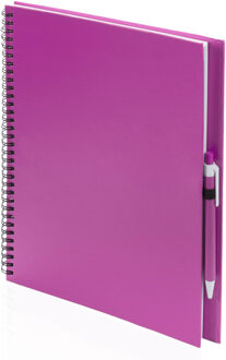 3x Schetsboeken/tekenboeken roze A4 formaat 80 vellen inclusief pennen