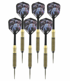 3x Set van 3 dartpijlen Tarantula Brass 22 grams - Darten/darts sport artikelen pijltjes messing