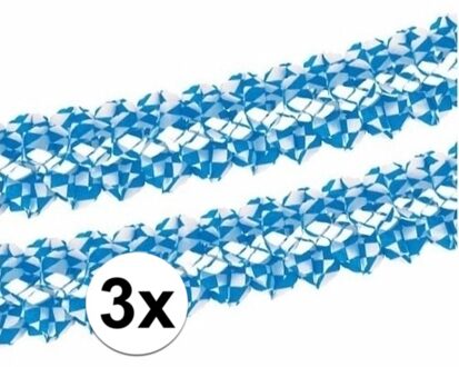 3x Slingers blauw/wit 4 meter