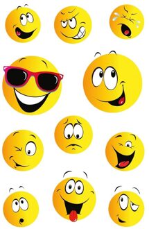 3x Smiley stickervellen met 11 stickers - Stickers Multikleur