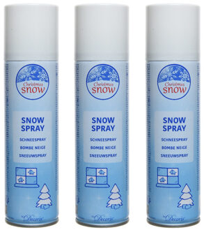 3x Sneeuwsprays/sneeuw spuitbussen 150 ml - Decoratiesneeuw Wit